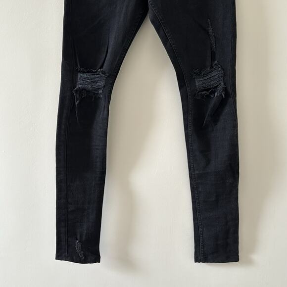 Oro Los Angeles The Wolf Denim Black Skinny Distressed Jeans 28 - Picture 4 of 9